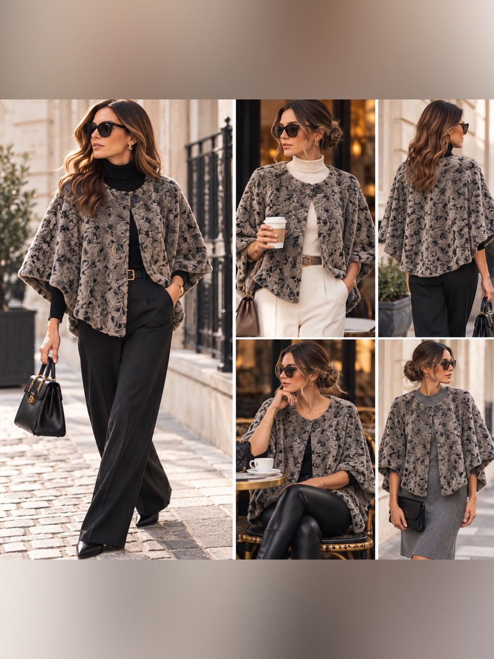Chic Faux Fur Cape ( Ruana) - Picture 2 of 13